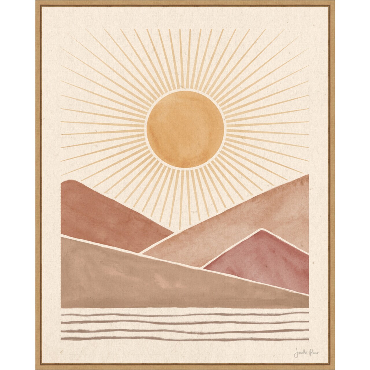 Mid Century Landscape I by Janelle Penner 23-in. W x 28-in. H. Canvas Wall Art Print Framed in Natural